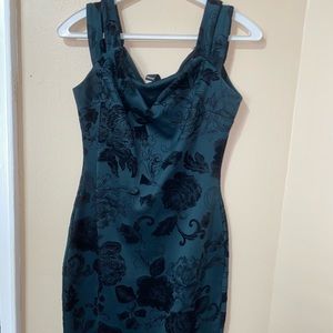 Emerald Green Off the Shoulder Floral Dress